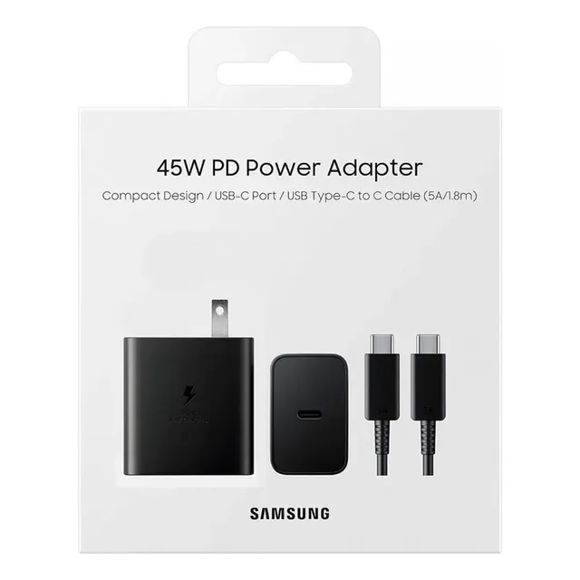Cargador Tipo C Samsung 45w Pd Con Cable 1.8 Original Color Negro