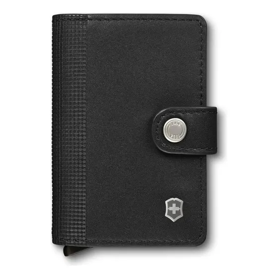 Victorinox Cartera Altius Secrid Leather Card, Negra Color Negro Diseño De La Tela Lisa