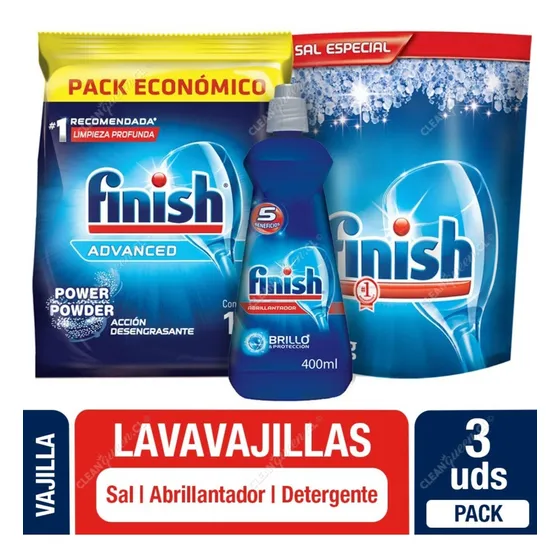 Finish Pack Económico Det. 1 Kg+ Abrillant.400 Ml.+ Sal 1 Kg