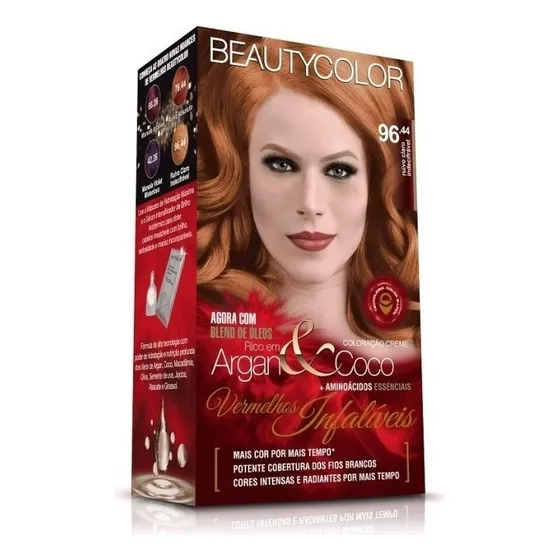 Tinta Coloração 96.44 Ruivo Claro Indecifrável - Beautycolor