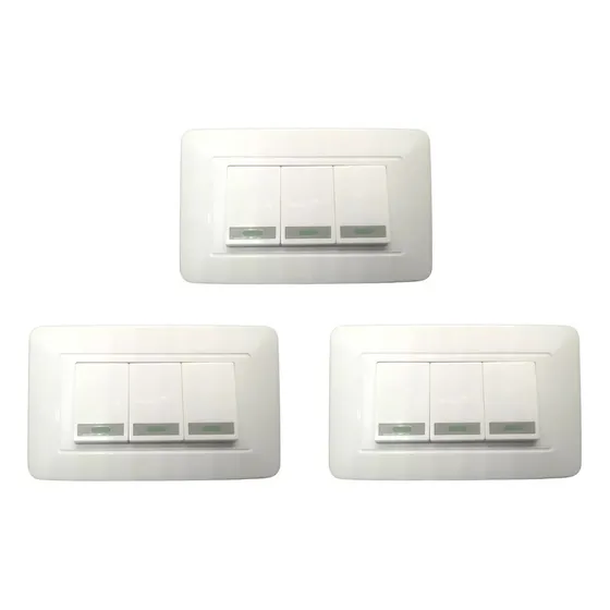 Interruptor Triple Blanco Pack 3 Unidades