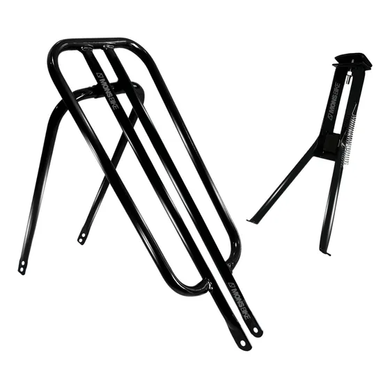 Garupa Reta Bh Bagageiro Bike + Descanso Cavalete Pezinho