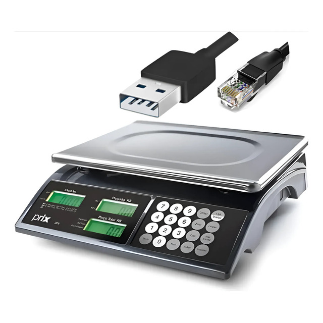 Kit Balança Prix 3 Fit Toledo 32kg + Cabo Conversor Usb 127/220v Preto