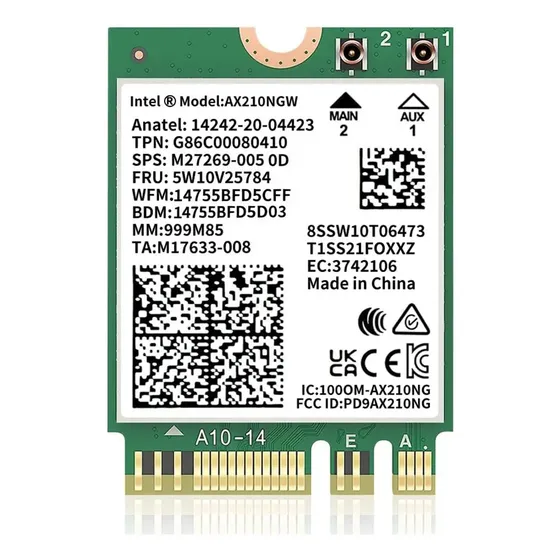 Tarjeta Inalámbrica Wifi 6e Intel Ax210 Ngw Bluetooth 5.3 Tri-band 5400mbps Adaptador De Red Para Portátil Compatible Con Windows 10/11 (64bit) M.2/ngff