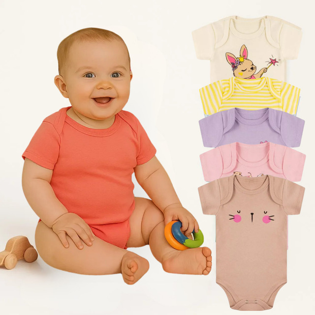 5 Kit Conjunto Manga Curta Bodie Body Infantil Bebe Nenem 5 Kit Conjunto Manga Curta Bodie Body Infantil Bebe Nenem
