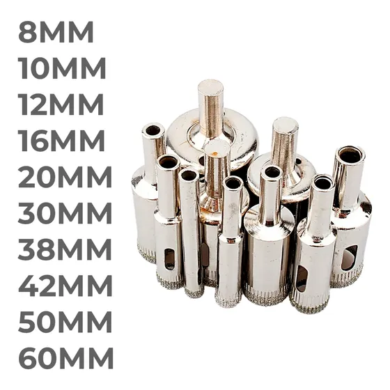 Mecha Copa Diamantada Set 10 Pz Broca Vidrio Cerámica Marmol