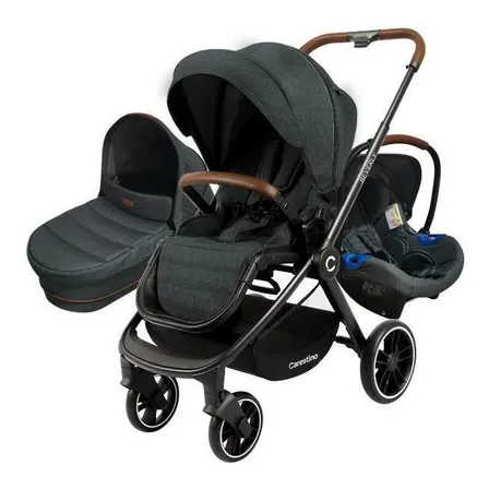 Coche de paseo Carestino Beverly V2 negro melange con chasis color negro