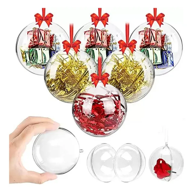 10 Bolinha Arvore De Natal Transparente Personalizar Enfeite