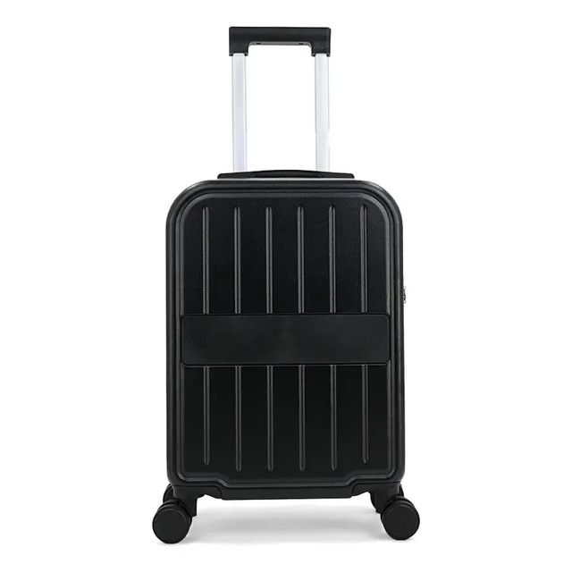 Mala de viagem Gocase pequena de cor preta com quatro rodas 360 graus e puxador estendido