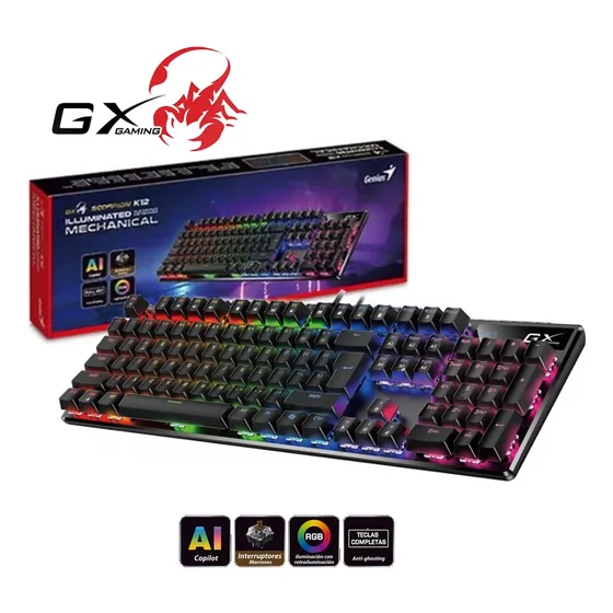 Teclado Gaming Mecanico Genius Scorpions K12 Ai Rgb Español