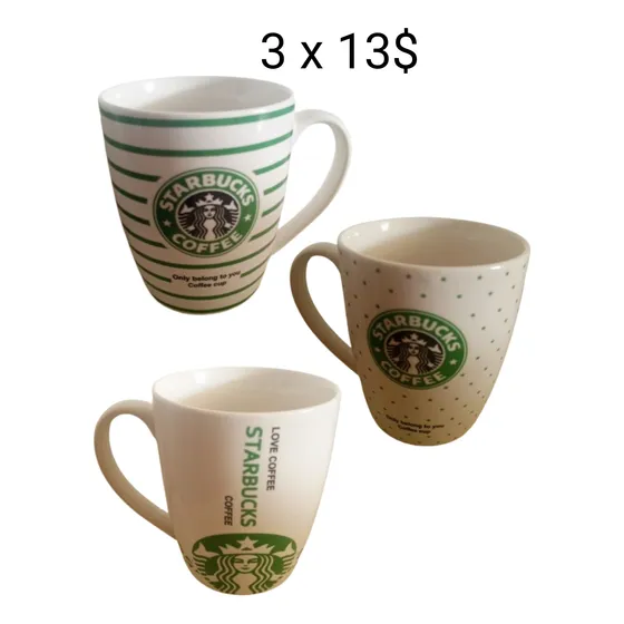 Tasa Para Café Starbucks 400ml Cerámica, Precio X 3 Tasas 