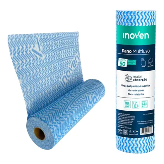 50 Panos Multiuso Azul 25 Metros Perfex Reutilizável Limpeza