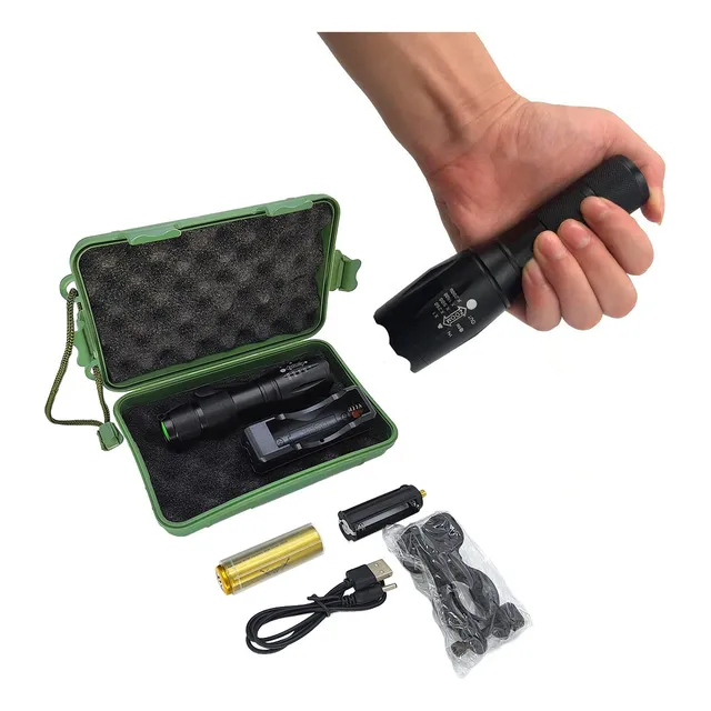 Linterna Led Tactica Recargable 1000 Lumens + Pila + Estuche