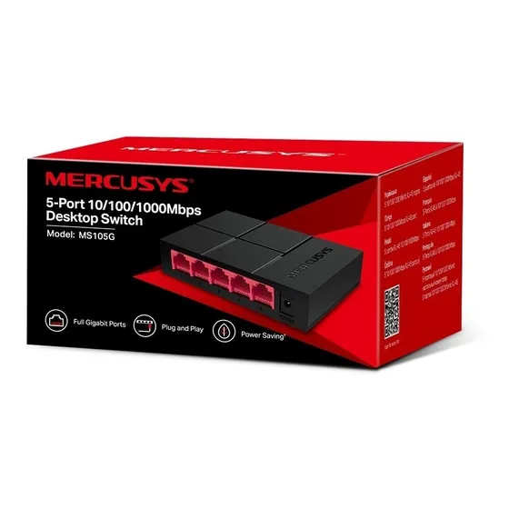 Switch 5 Puertos Mercusys Ms105g  10/100/1000mbps 