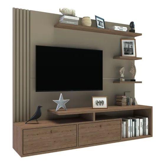Panel De Tv Hasta 65  Varillado Moderno Flotante 2 Ptas + + 