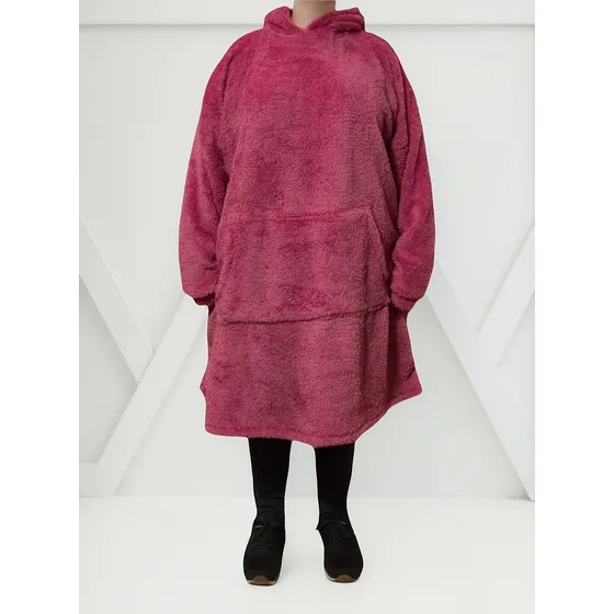 Maxi Buzo Manta Corderito Bifaz Canguro Peluche Oversize
