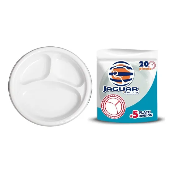 Plato De Plástico Desechable Con División # 5 Caja 500 Pzas