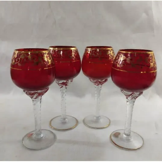 Juego De Copas De Cristal Rojo