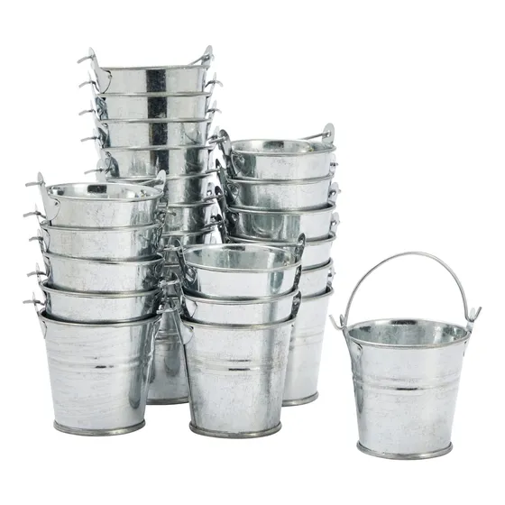 Paquete De 24 Minicubetas De Metal Con Asas Para Regalos De 