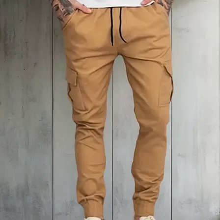 Calça Cargo Jogger Masculina 6 Bolsos Sarja Casual Slim
