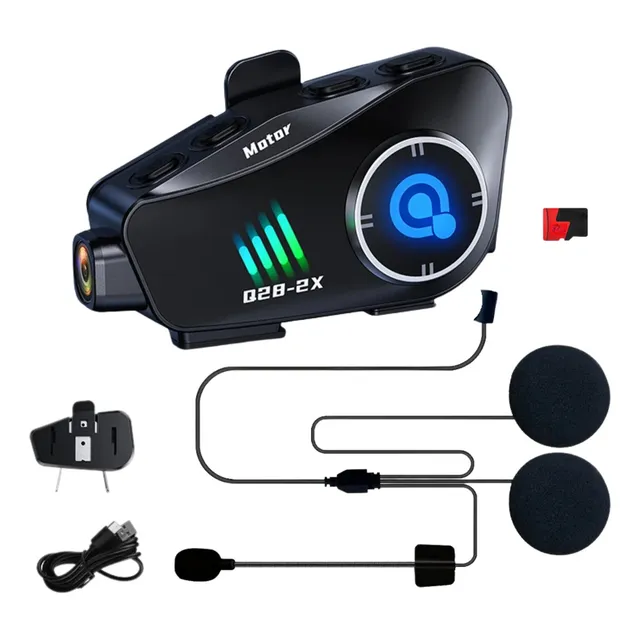 Intercomunicador Casco Moto Cámara Bluetooth Audífono Micro