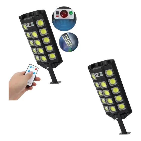 X2 Foco Led Solar Con Sensor Movimiento Y Control Farol Led