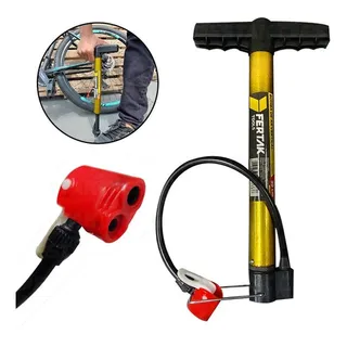 Bomba De Ar Para Encher Pneu Moto Carro Bicicleta Boia 30cm Cor Amarelo Fertak Bomba De Ar Para Encher Pneu Moto Carro Bicicleta Boia 30cm Cor Amarelo Fertak