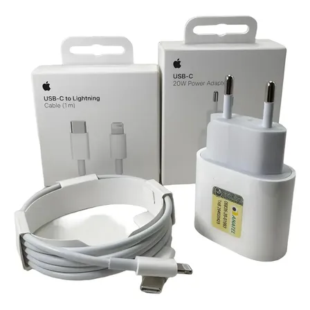 Kit Carregador Turbo 20w E Cabo Lightning 1m Original Apple Branco