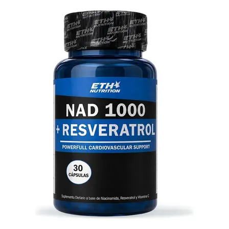 NAD+ Resveratrol Cápsulas Antioxidantes Veganas Sin Gluten Eth Nutrition