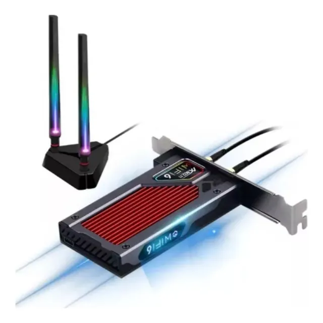 Adaptador Pcie Wi-Fi 6e Bluetooth 5.3 Tribanda Rgb Ax210