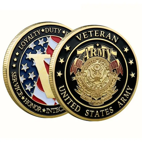 Moeda V Comemorativa Aos Veteranos Do Exército Us Army Ouro