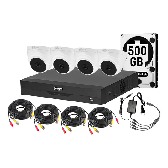 Kit 4 Camaras Seguridad Dahua 1080p Lite 2mp Dd 500gb