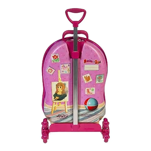Mochila De Rodinha 3d Masha E O Urso Com Lancheira Maxtoy