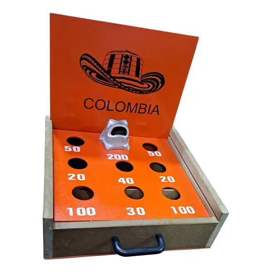 Set Juego Bolirana Sapo De Mesa Portátil En Madera 27x27cm