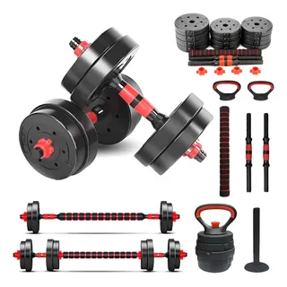 Halteres Barra Anilha Kit Academia 30 Kg Dumbell Kettlebell Halteres Barra Anilha Kit Academia 30 Kg Dumbell Kettlebell