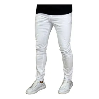 Calça Skinny Branca Masculina Jeans Com Elastano Lycra 2023 Calça Skinny Branca Masculina Jeans Com Elastano Lycra 2023