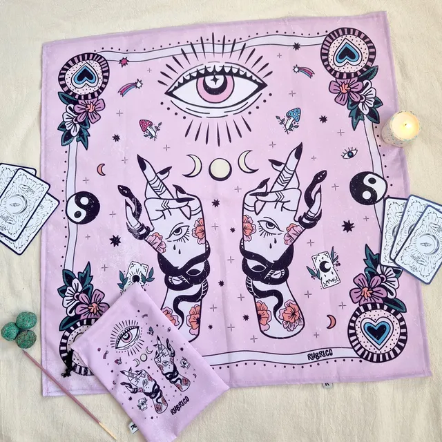 Paño Tarot, Oraculo, Runas + Bolsa De Guardado - 70cm