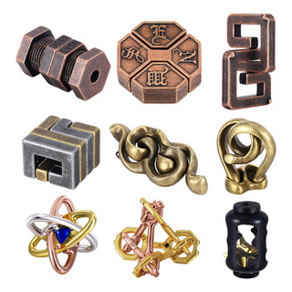 Quebra-cabeças Metal Brain Teaser Wettarn, 9 Unidades Para A Quebra-cabeças Metal Brain Teaser Wettarn, 9 Unidades Para A