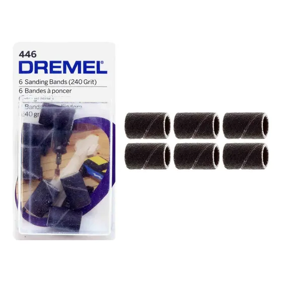 Dremel 446 - Bandas De Lijado De Grano 240, 1/4 Pulgadas 6pc
