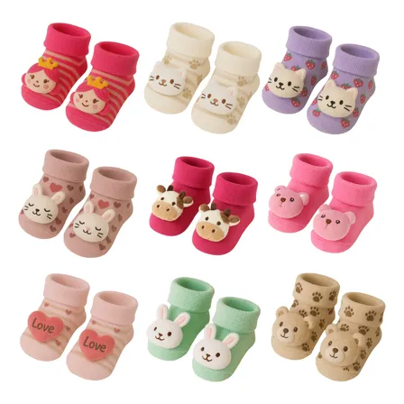 Kit 06 Pares Meia Bebê Bichinho Infantil Inverno Pelúcia 3 D