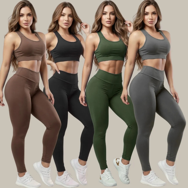 Kit 4 Conjuntos Calça Leg E Top Roupas Femininas De Academia