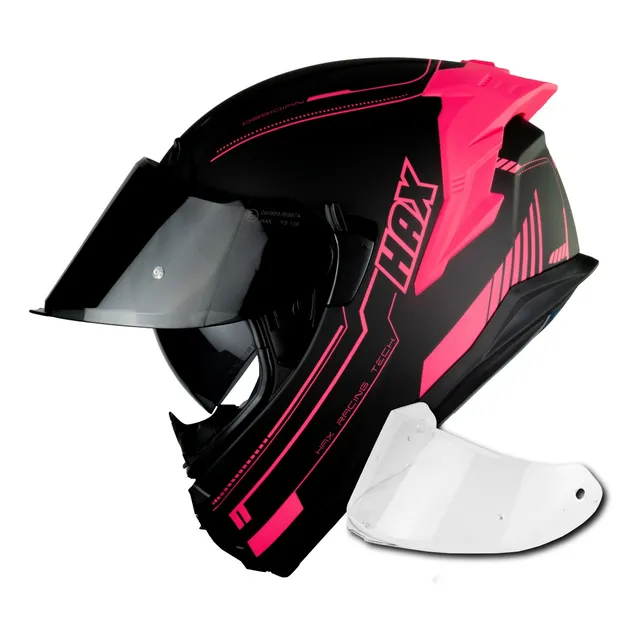 Casco Moto Mate Negro Rosa Certificado Ece 2206 Hax Obsidian
