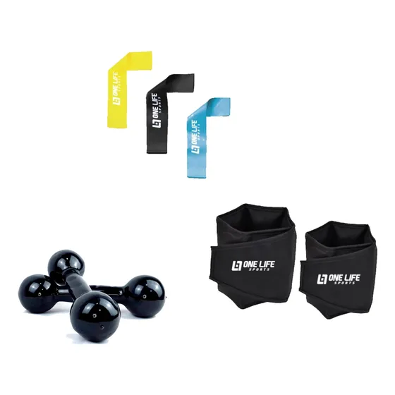 Kit Mini Band + Par De Caneleira 2 Kg + Halter 2 Kg