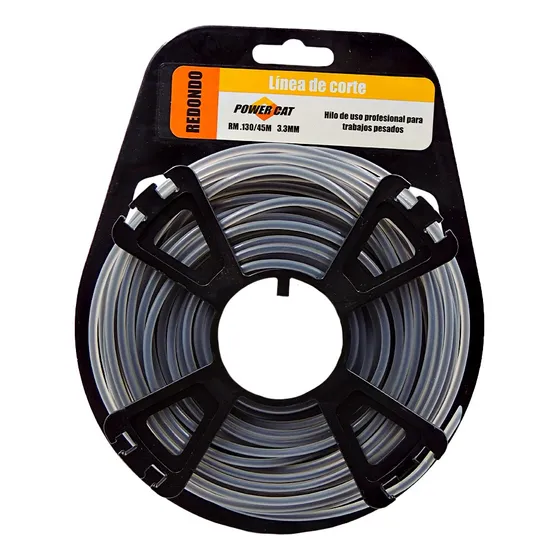Hilo P/desbrozadora Alma De Acero .130/3.3mm 45m Powercat Color Gris