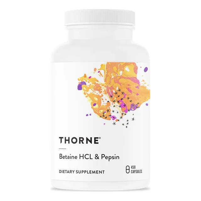 Betaína Hcl Y Pepsina Thorne 450 Cápsulas Sabor Sin Sabor