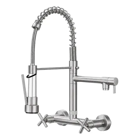 Torneira Cozinha De Parede Gourmet Misturador Flexível Escovado