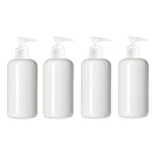 Set De 4 Botellas Plástico Blanco Con Dosificador 250ml Set De 4 Botellas Plástico Blanco Con Dosificador 250ml