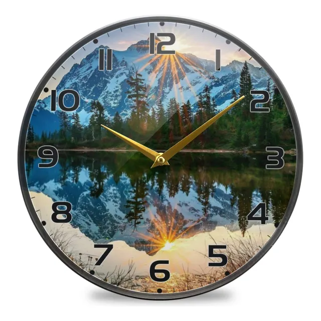 Oreayn Sunset Lake And Mountain Reloj Pared Para Casa Salon