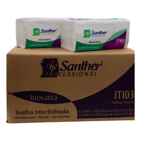 Papel Toalha Folha Tripla Santher Ultra Macio 2400 Folhas