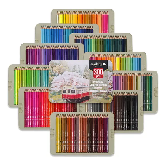 Set 300 Lápices Kalour Dibujo Colores Y Estuche Profesional Artista HB